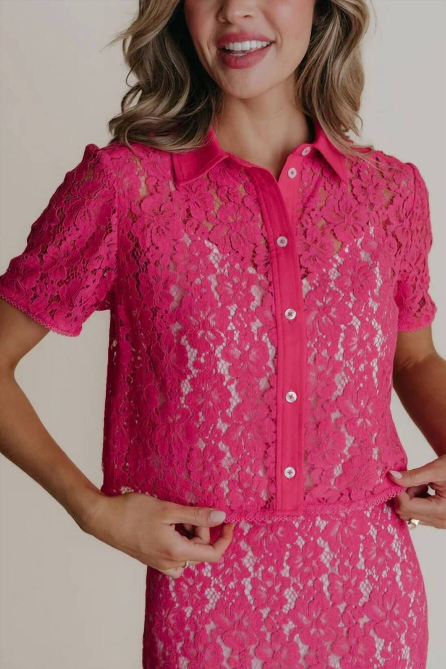 NEW LAROQUE lace beckett blouse in pink